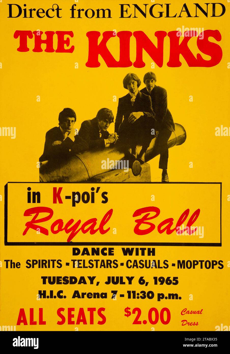 Direct from England - THE KINKS - 6 luglio 1965 concerto all'Honolulu International Center (HIC) Arena delle Hawaii, parte del tour di debutto della band negli Stati Uniti Foto Stock