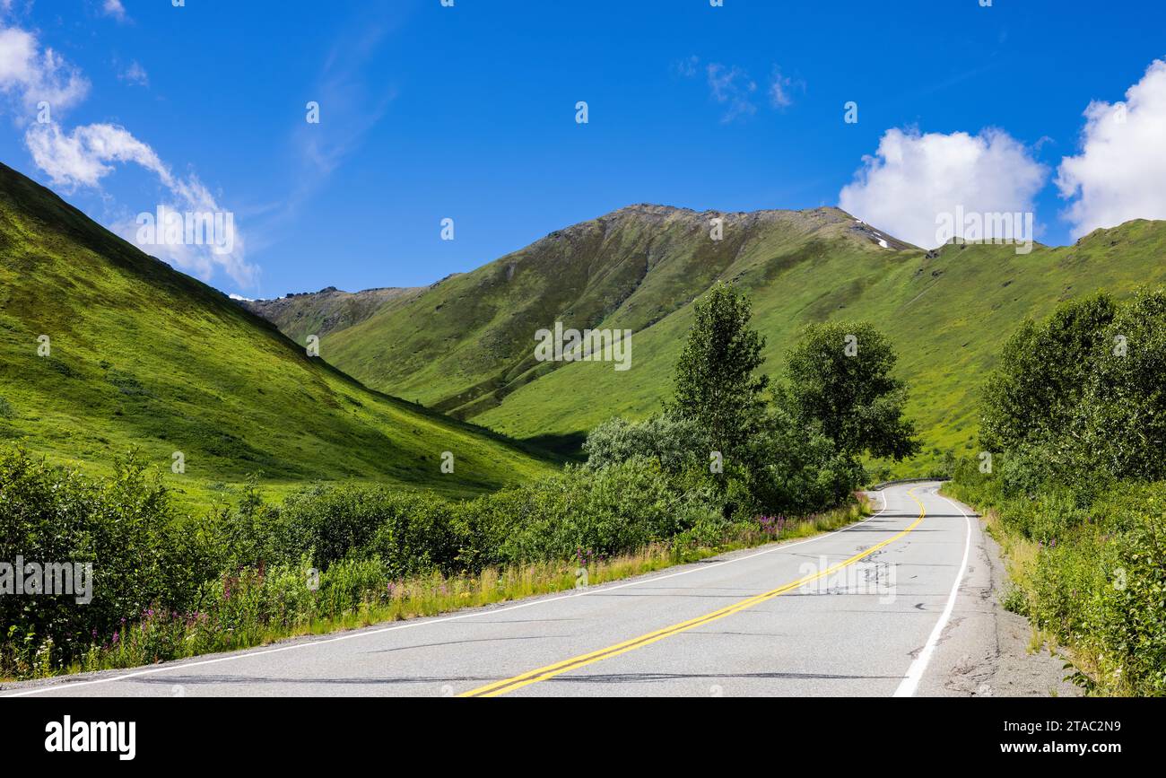 Hatcher Pass Road, Talkeetna Mountains, Alaska Foto Stock