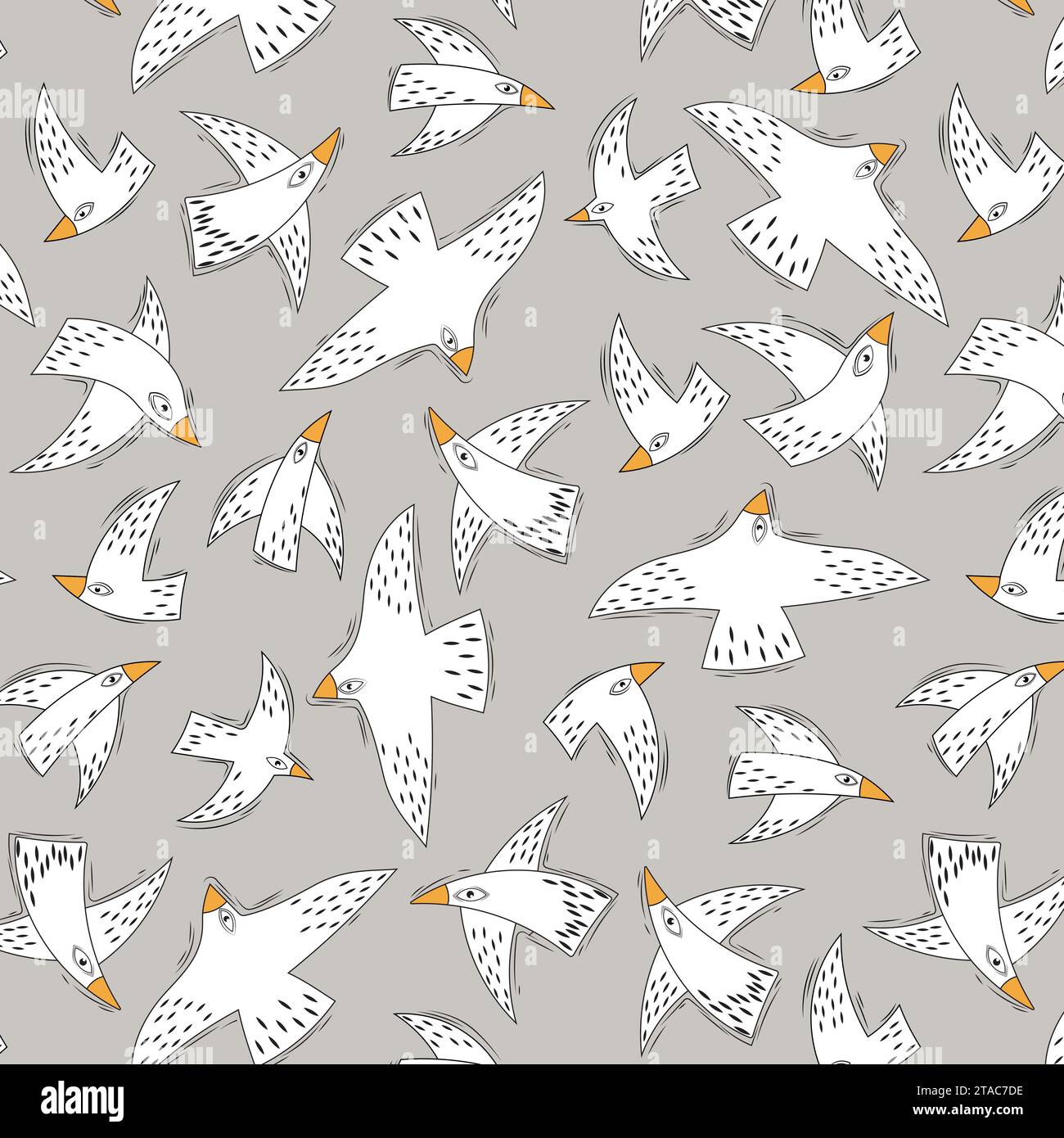 Modello senza cuciture con vettore Flying Birds Illustrazione Vettoriale