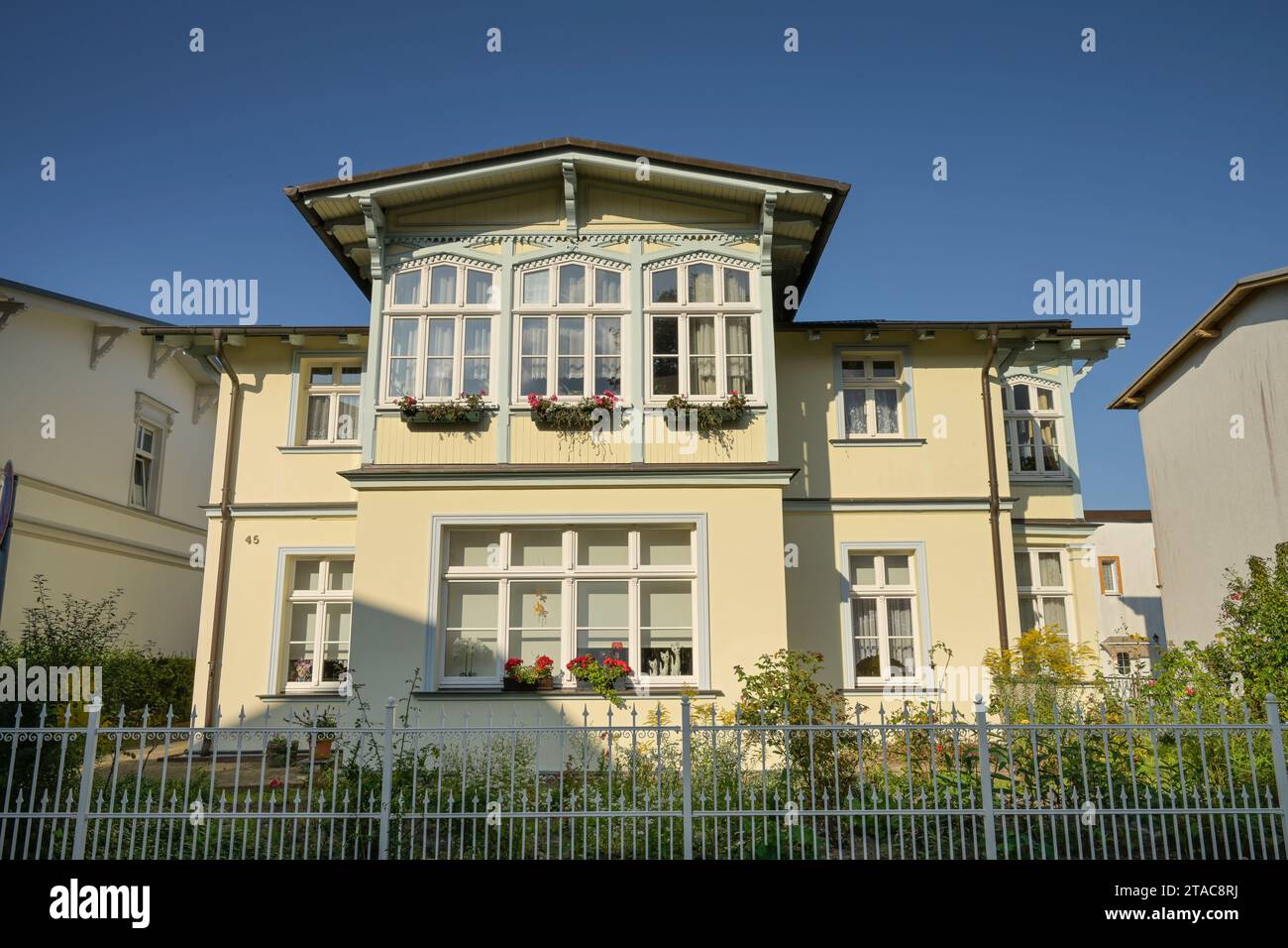 Villa, Holz, Wintergarten, Kaiserstraße, Ahlbeck, Usedom, Meclemburgo-Vorpommern, Deutschland Foto Stock