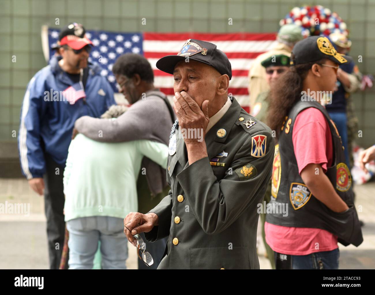 New York, USA - 28 maggio 2018: Vietnam Veterans durante il meeting in Memory Day sul Vietnam Veterans Plaza, noto anche come New York Vietnam Veterans Mem Foto Stock