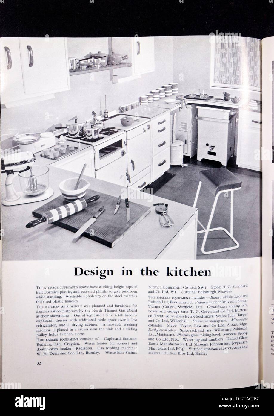 pubblicità di design della cucina dalla guida del 1951 al festival della gran bretagna a londra negli anni '1950 del regno unito Foto Stock