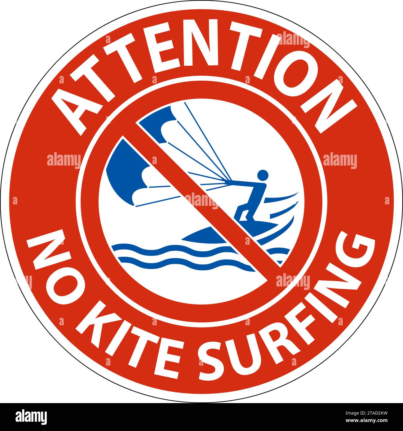 Segnale di sicurezza per l'acqua attenzione, no Kite Surf Illustrazione Vettoriale