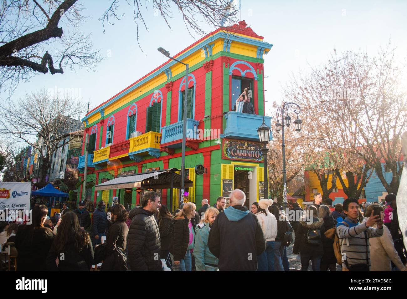 Il famoso angolo di Caminito, nel quartiere la Boca, Buenos Aires, Argentina. Foto Stock