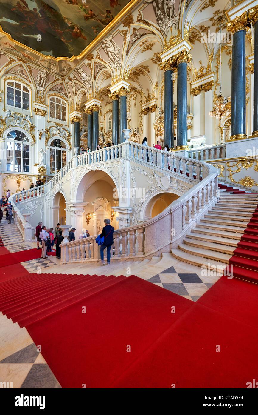 San Pietroburgo Russia. Il palazzo d'inverno Museo Hermitage. Scala di Giordania Foto Stock
