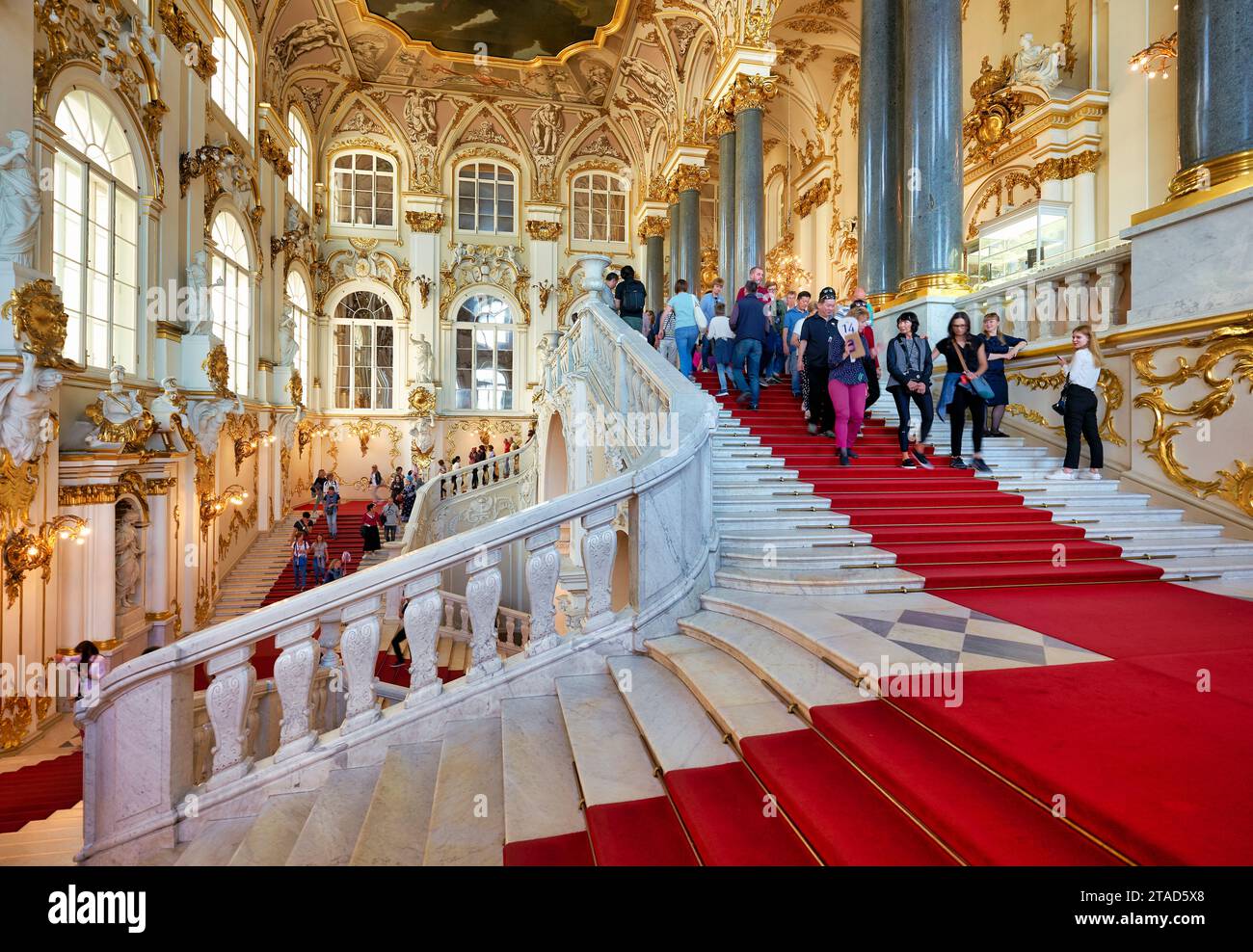 San Pietroburgo Russia. Il palazzo d'inverno Museo Hermitage. Scala di Giordania Foto Stock