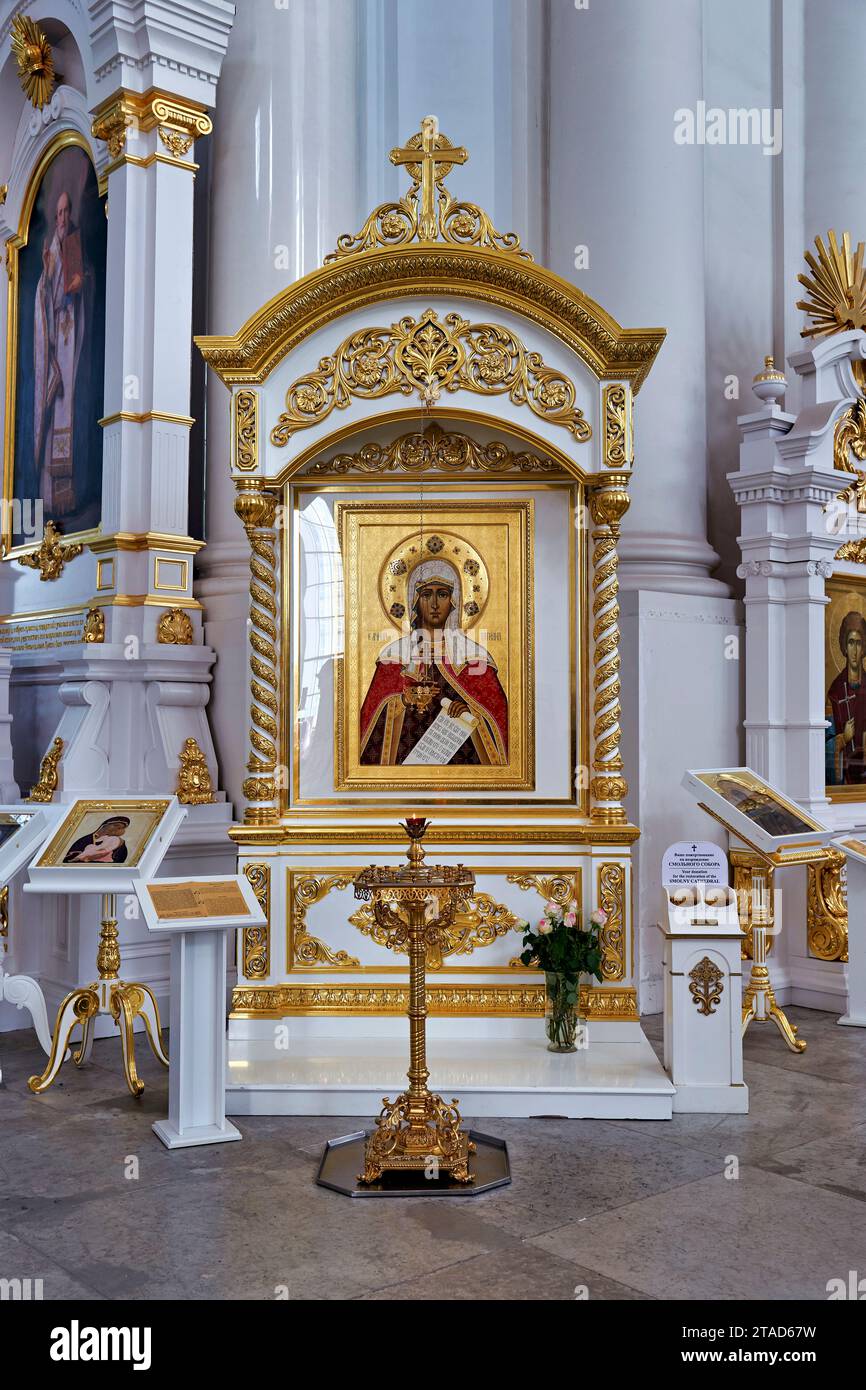 San Pietroburgo Russia. Convento Smolny o Convento Smolny della risurrezione si trova sulla ploščad Rastrelli, sulla banca del fiume Neva in Saint P Foto Stock San Pietroburgo Russia. Convento Smolny o Convento Smolny della risurrezione si trova sulla ploščad Rastrelli, sulla banca del fiume Neva in Saint P Foto Stock