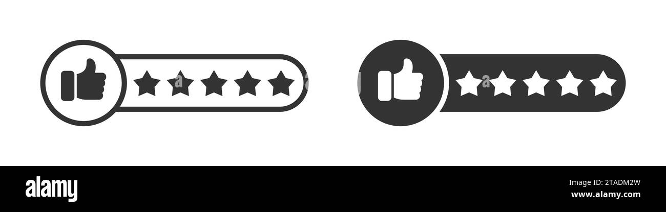 Soddisfazione del cliente icona a 5 stelle. Icona di valutazione del prodotto per consumatori o clienti. Illustrazione vettoriale Illustrazione Vettoriale