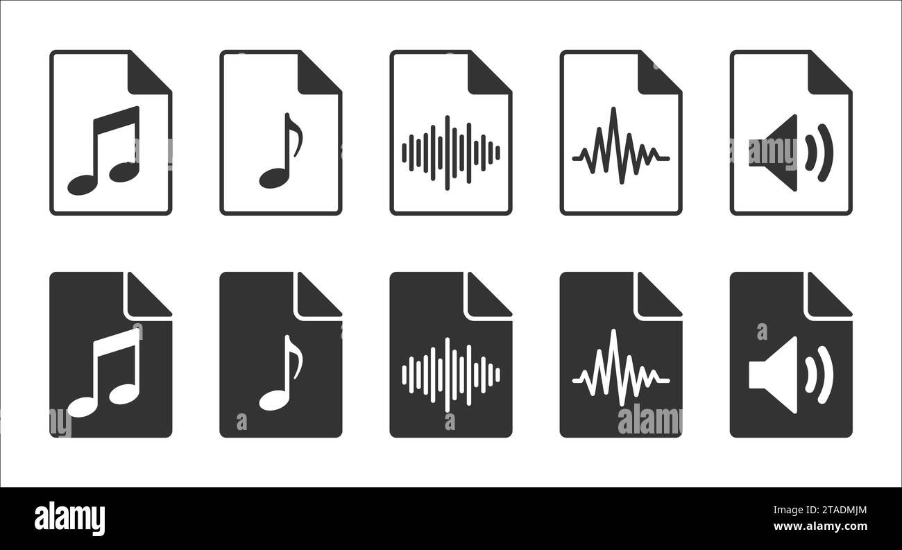 Set di icone file audio. Icona del file audio. Illustrazione vettoriale Illustrazione Vettoriale