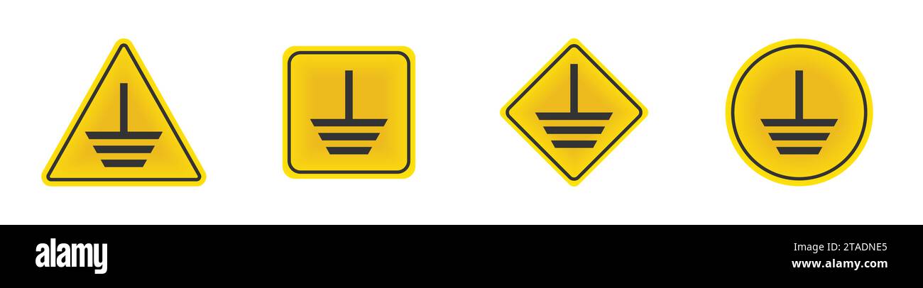 Set di icone di messa a terra elettrica. Simbolo di messa a terra. Illustrazione del vettore piatto. Illustrazione Vettoriale