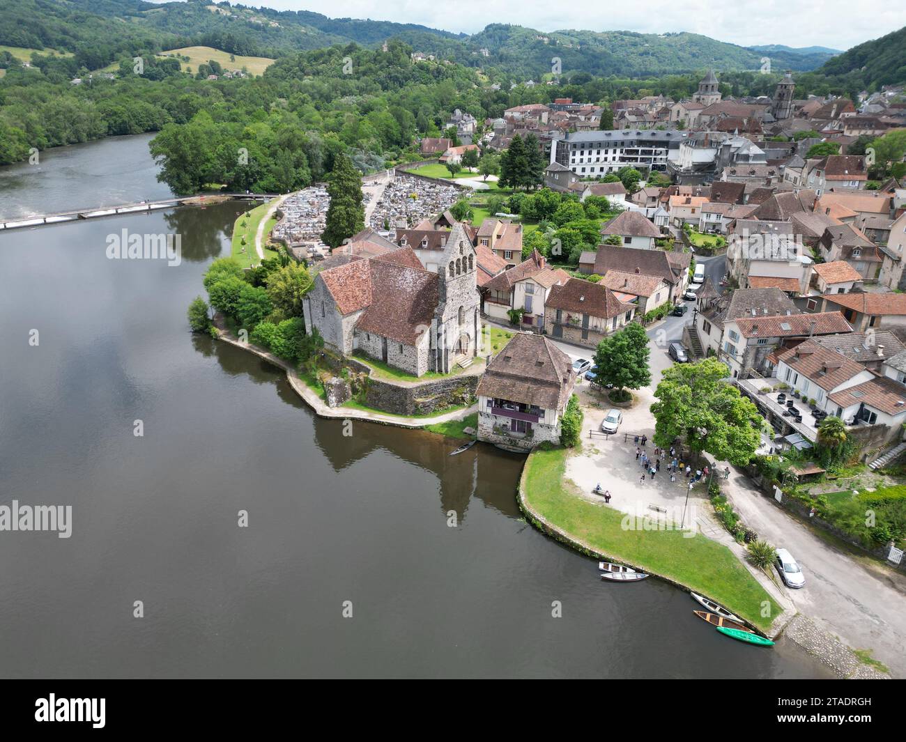 Chapelle des Penitents Beauileu-sur- Dordogne Francia drone, aereo Foto Stock