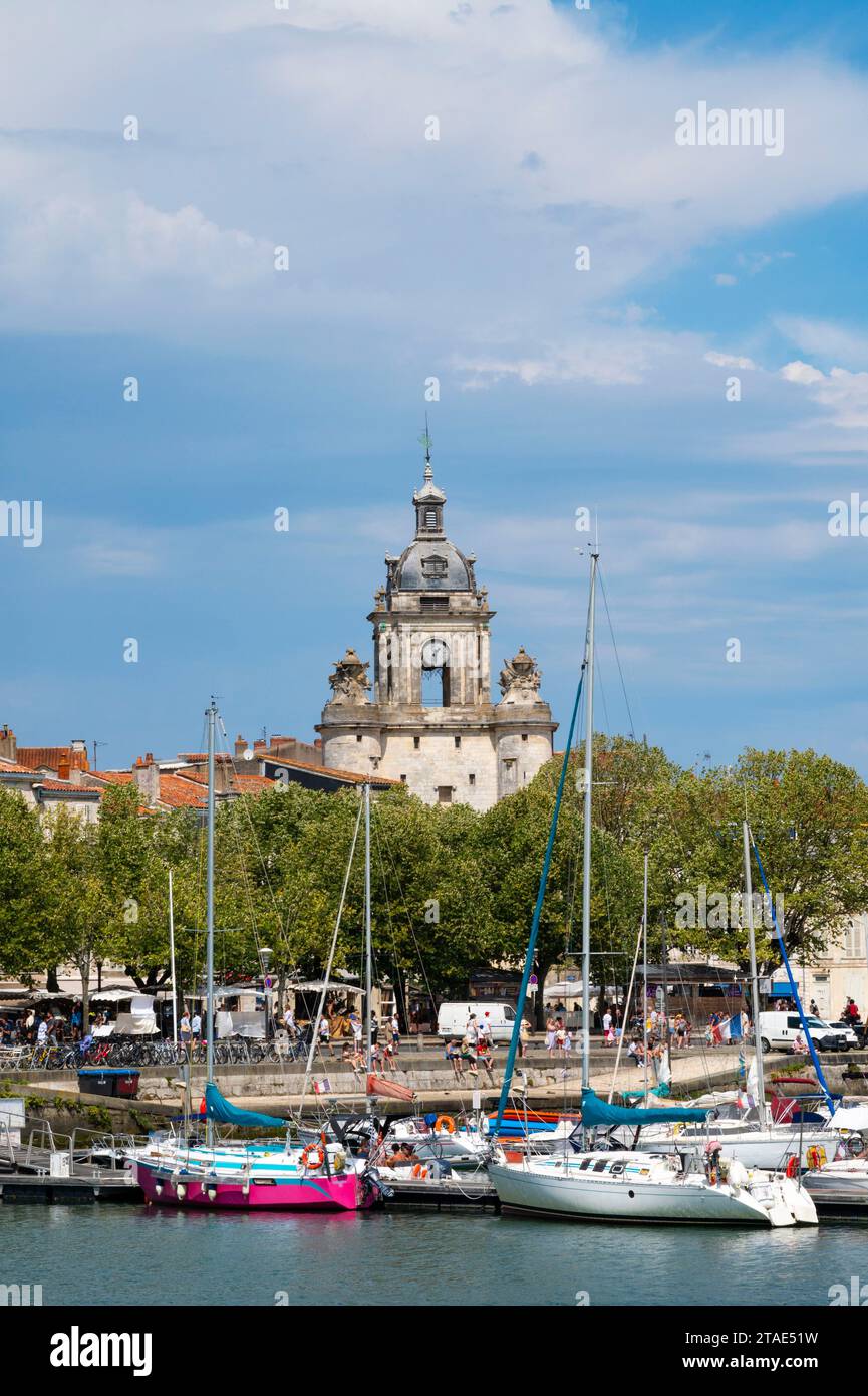 Francia, Charente-Maritime (17), la Rochelle, il vecchio porto e la torre dell'orologio Foto Stock
