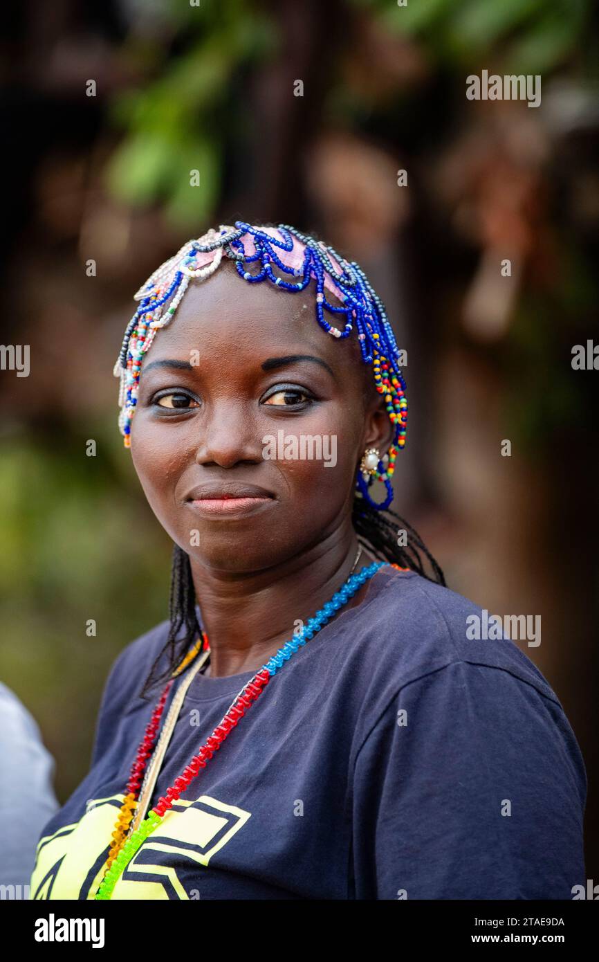 Senegal, Casamance, Cap Kirring, ritratto di una donna di Diola Foto Stock