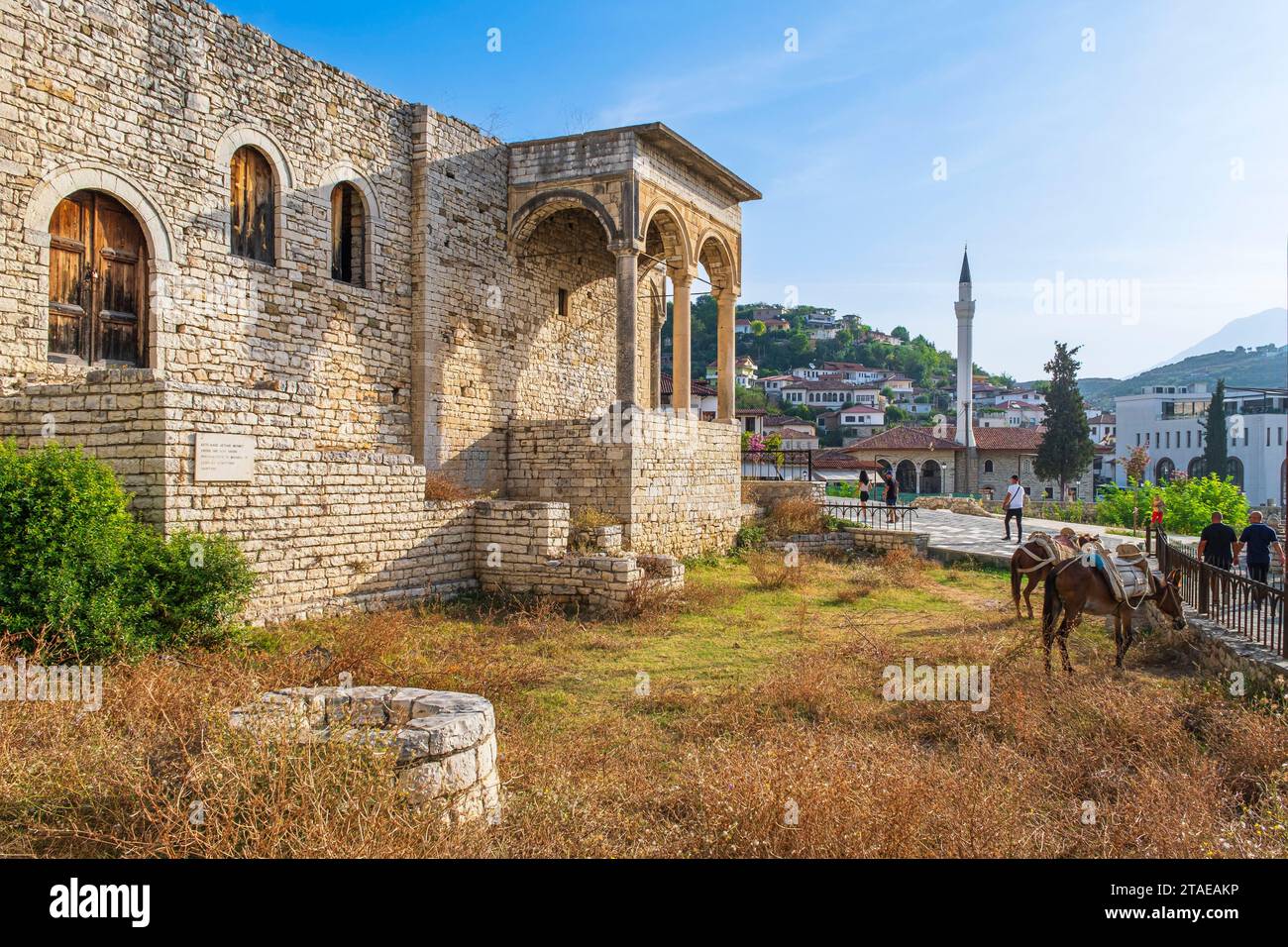 Albania, Berat, il centro storico dichiarato Patrimonio dell'Umanità dall'UNESCO, il quartiere di Mangalem, il palazzo del pascià di Berat dalla seconda metà del XVIII secolo fino al 1945 Foto Stock