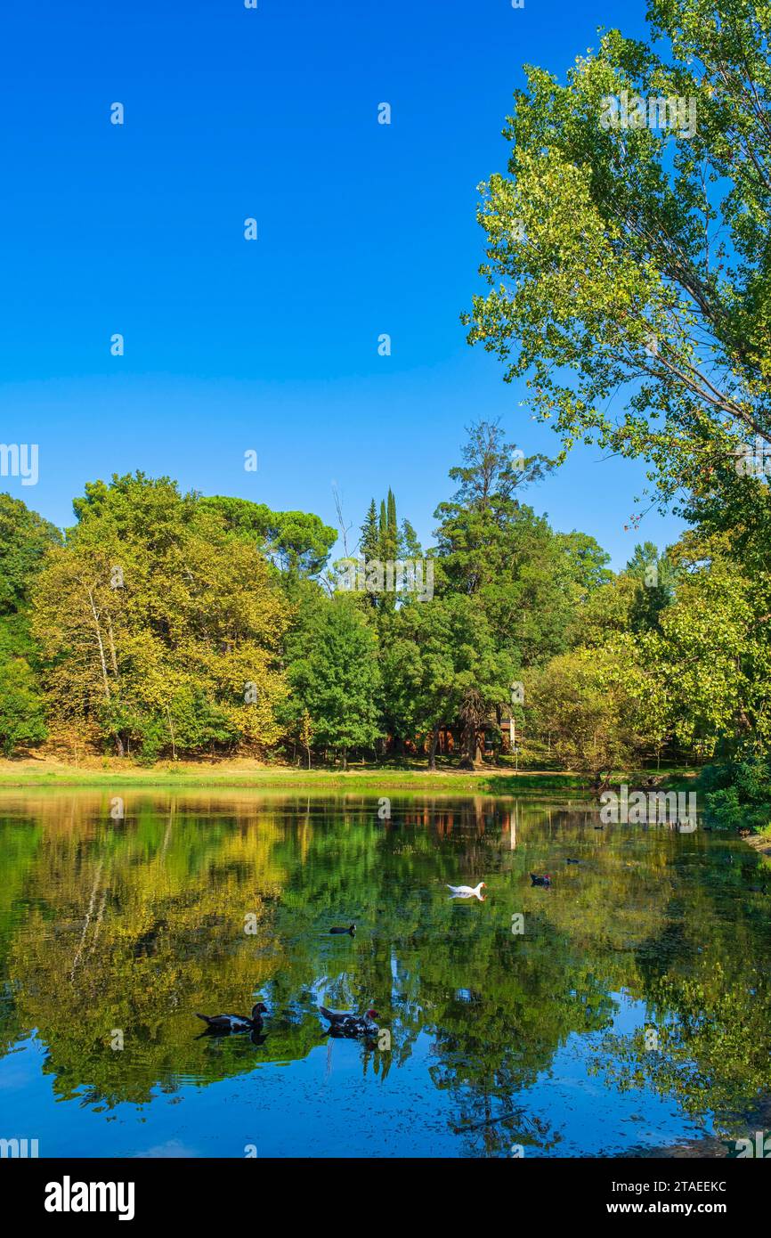 Albania, Tirana, il grande Parco (Parku i Madh) e il lago artificiale, il polmone verde della capitale albanese Foto Stock