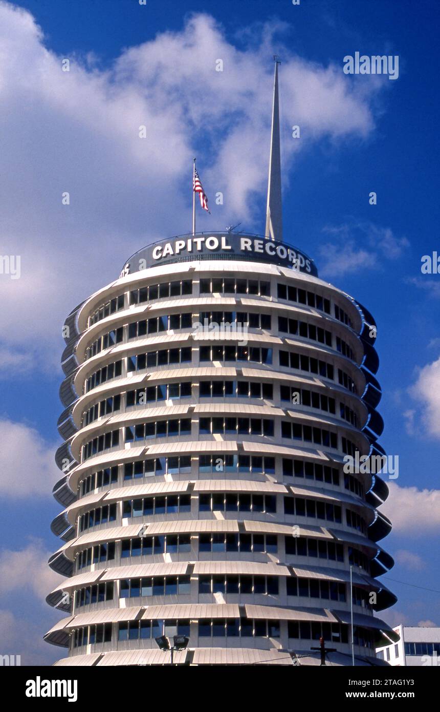 Edificio della Capitiol Records a Hollywood, California, USA Foto Stock