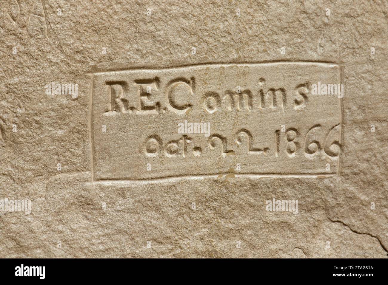 Iscrizione Iscrizione lungo il sentiero di roccia, El Morro monumento nazionale, Nuovo Messico Foto Stock