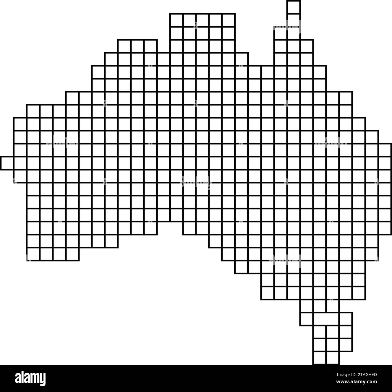 Sagoma della mappa australiana con struttura a mosaico nero di quadrati. Illustrazione vettoriale. Illustrazione Vettoriale