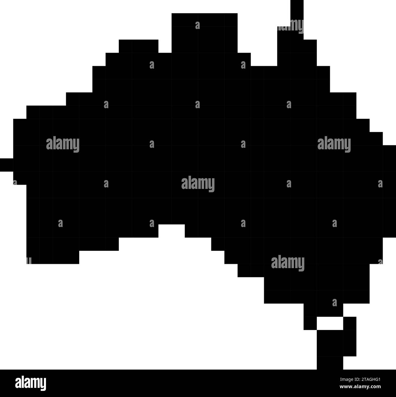 Sagoma della mappa Australia da pixel quadrati neri. Illustrazione vettoriale. Illustrazione Vettoriale