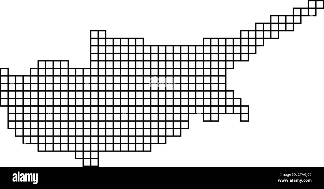 Profilo mappa Cipro da struttura a mosaico nero di quadrati. Illustrazione vettoriale. Illustrazione Vettoriale