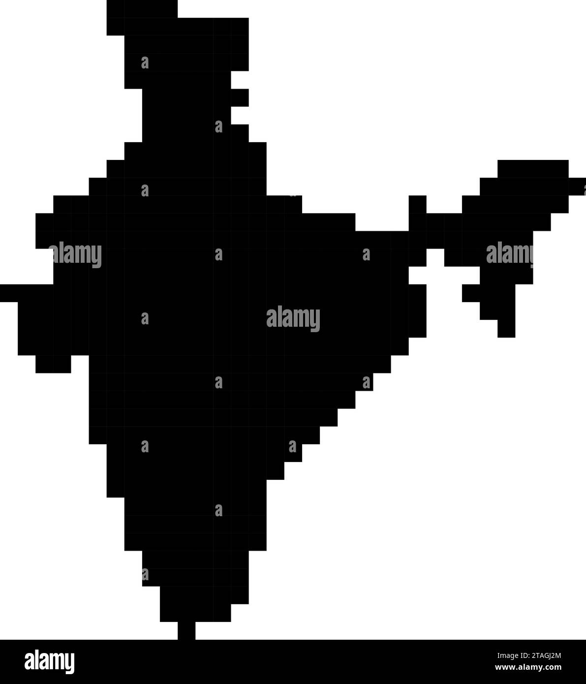 Sagoma della mappa India da pixel quadrati neri. Illustrazione vettoriale. Illustrazione Vettoriale