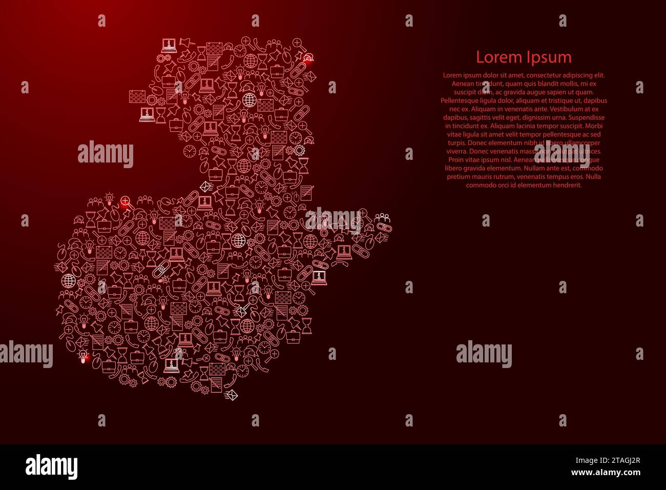 Mappa del Guatemala da icone rosse e brillanti pattern set di concetto di analisi SEO o sviluppo, business. Illustrazione vettoriale. Illustrazione Vettoriale