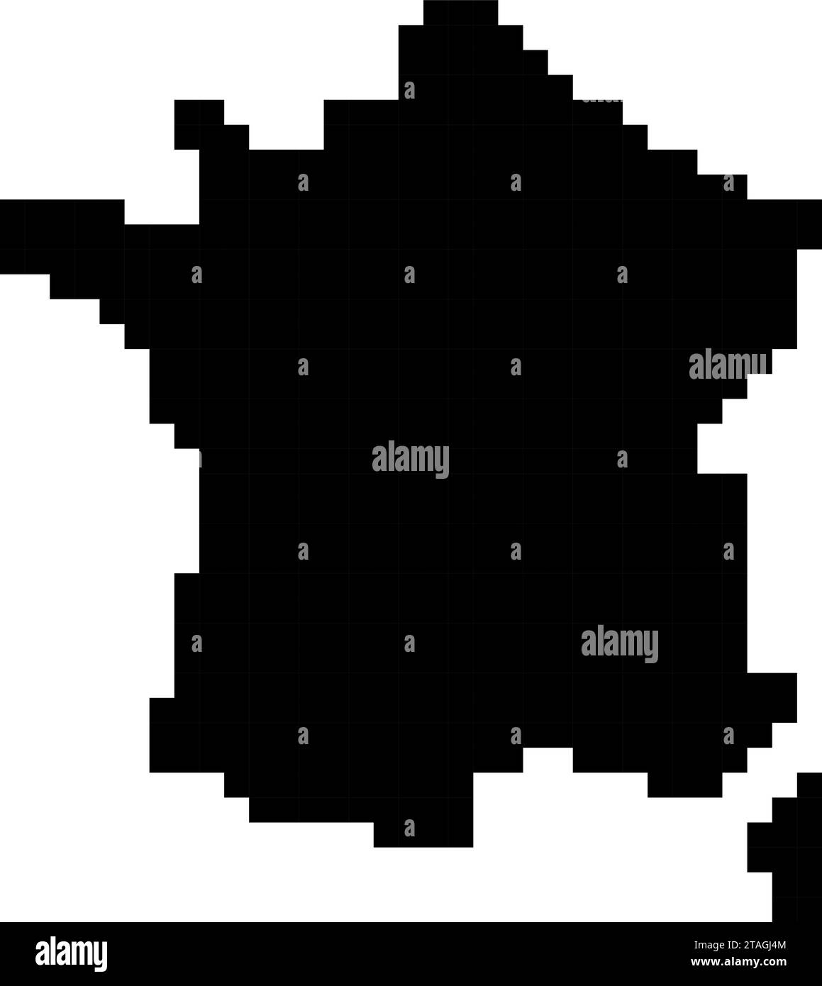 Silhouette mappa Francia da pixel quadrati neri. Illustrazione vettoriale. Illustrazione Vettoriale