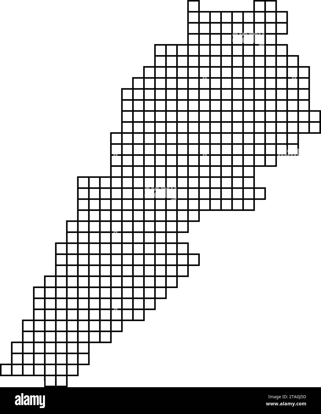 La sagoma della mappa del Libano con struttura a mosaico nero di quadrati. Illustrazione vettoriale. Illustrazione Vettoriale