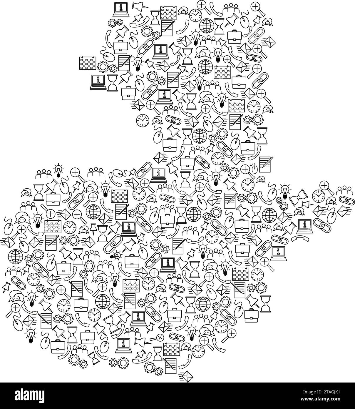 Mappa del Guatemala da icone del set di modelli neri di concetto di analisi SEO o sviluppo, business. Illustrazione vettoriale. Illustrazione Vettoriale