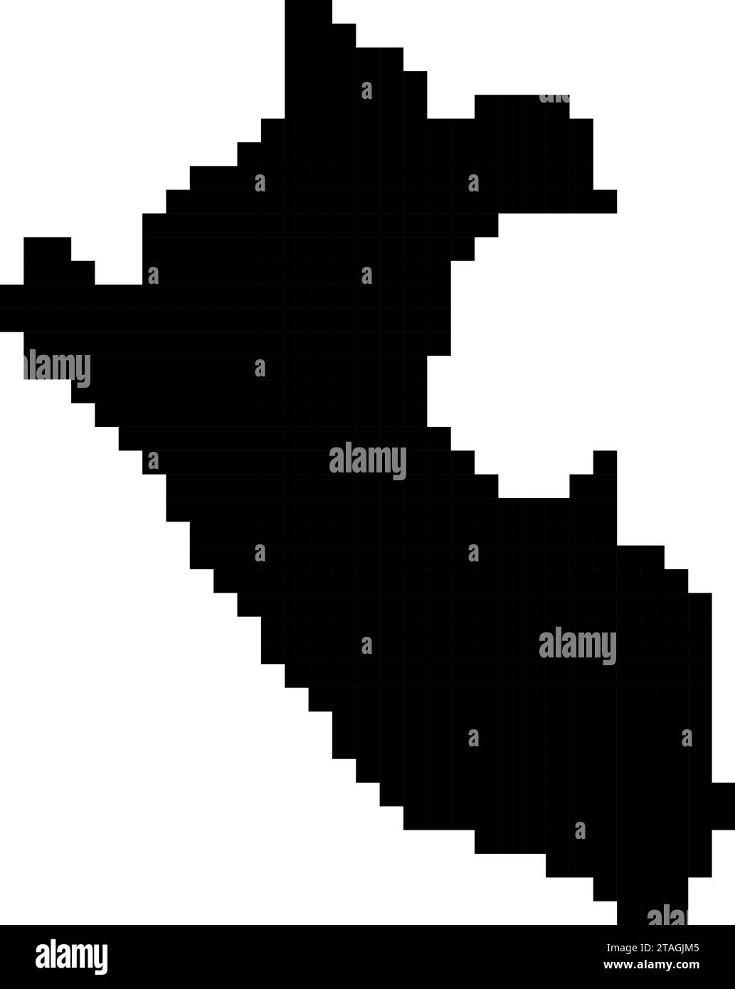 Sagoma della mappa Perù da pixel quadrati neri. Illustrazione vettoriale. Illustrazione Vettoriale
