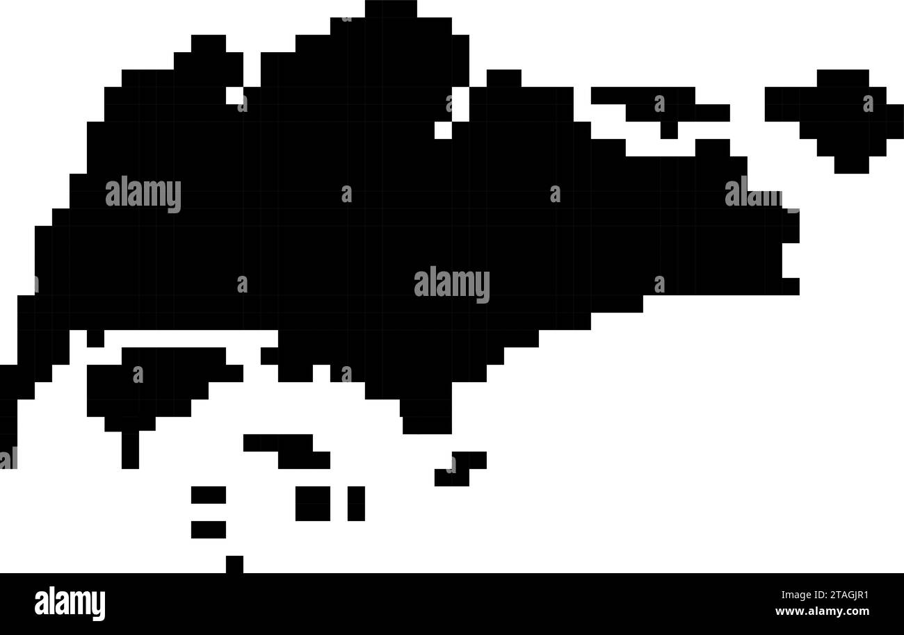 Sagoma della mappa di Singapore da pixel quadrati neri. Illustrazione vettoriale. Illustrazione Vettoriale