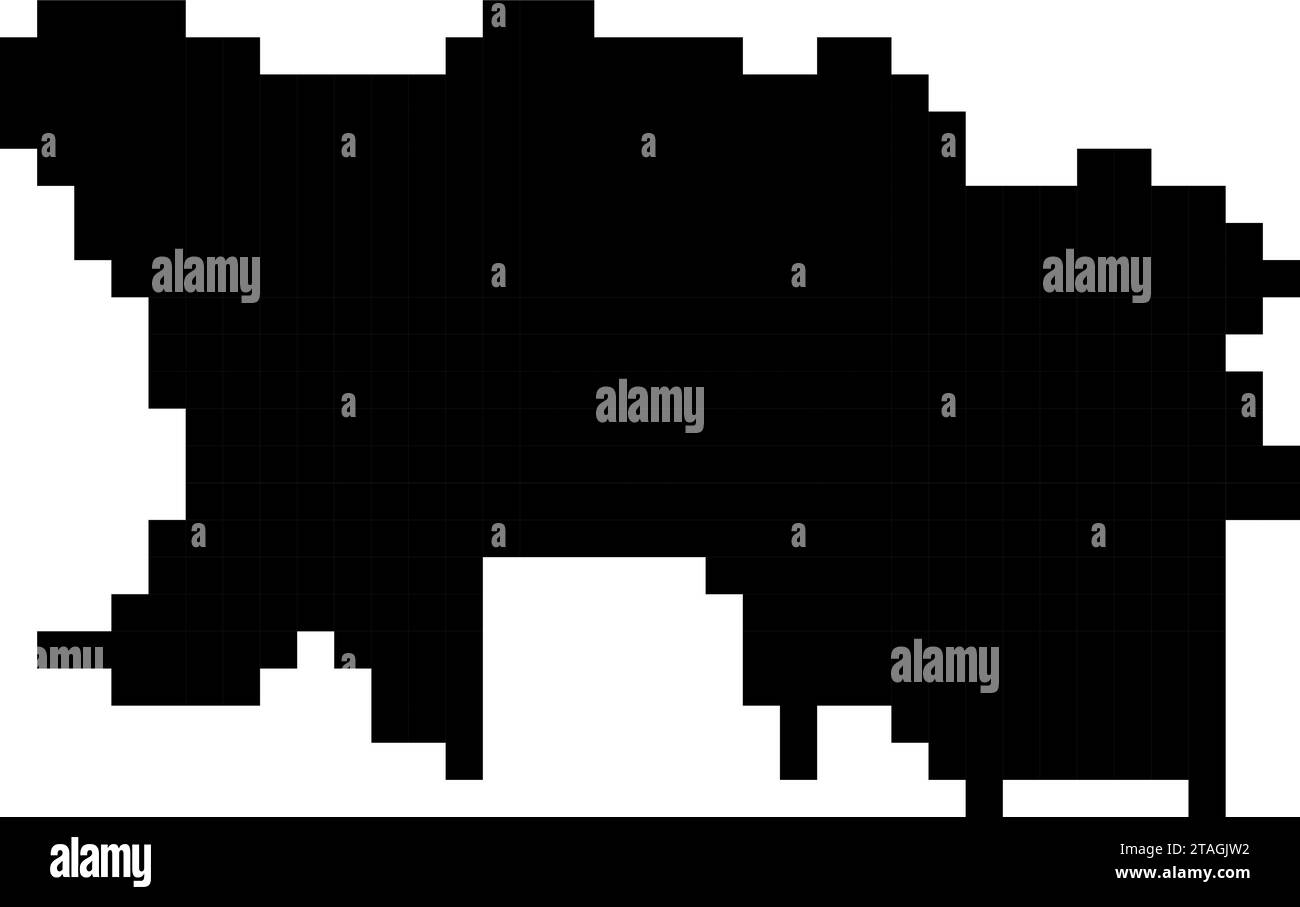 Silhouette della mappa della maglia da pixel quadrati neri. Illustrazione vettoriale. Illustrazione Vettoriale