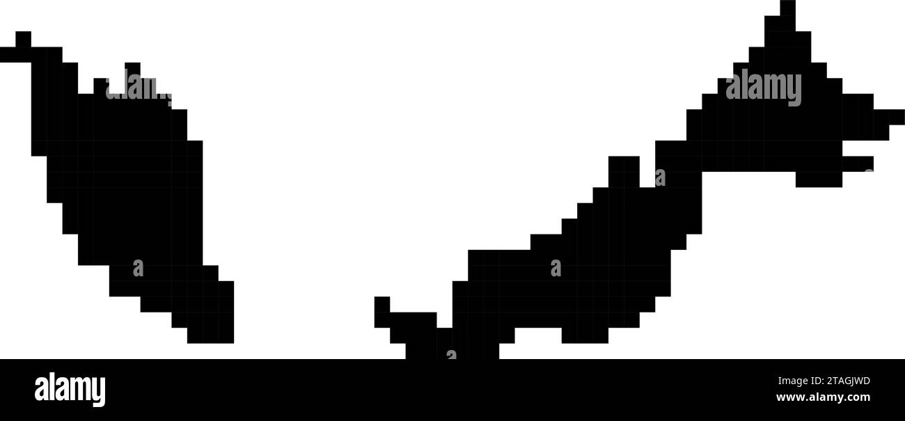 Sagoma della mappa Malesia da pixel quadrati neri. Illustrazione vettoriale. Illustrazione Vettoriale