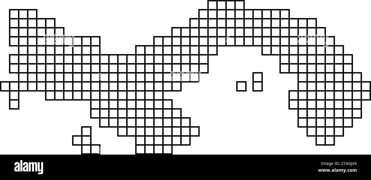 Silhouette della mappa di Panama con struttura a mosaico nero di quadrati. Illustrazione vettoriale. Illustrazione Vettoriale