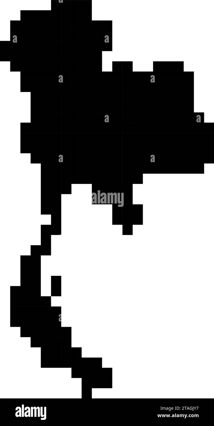 Sagoma della mappa Thailandia da pixel quadrati neri. Illustrazione vettoriale. Illustrazione Vettoriale