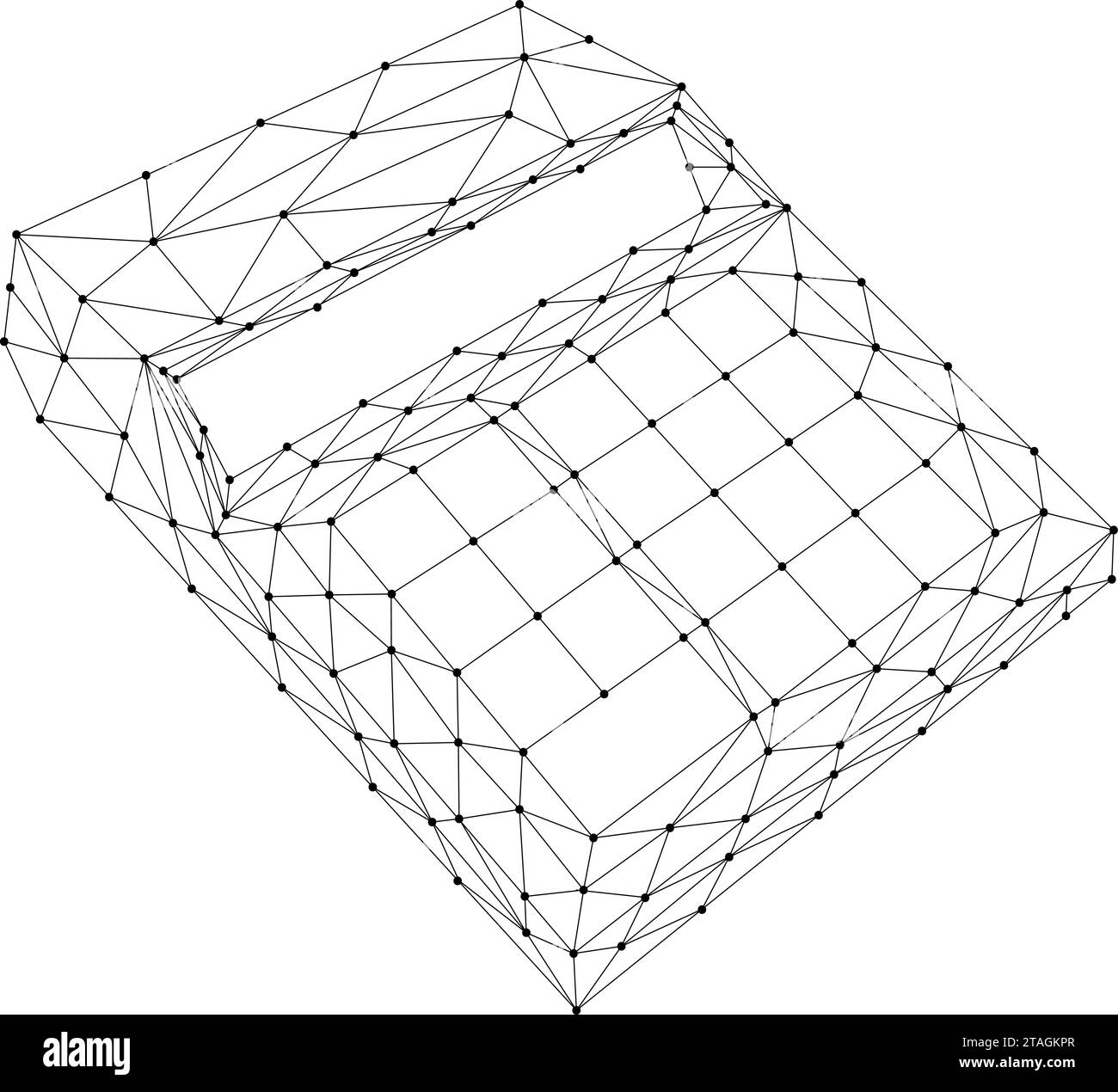 Calcolatrice, desktop elettronico per calcoli finanziari, da linee nere poligonali astratte e futuristiche. Illustrazione vettoriale. Illustrazione Vettoriale