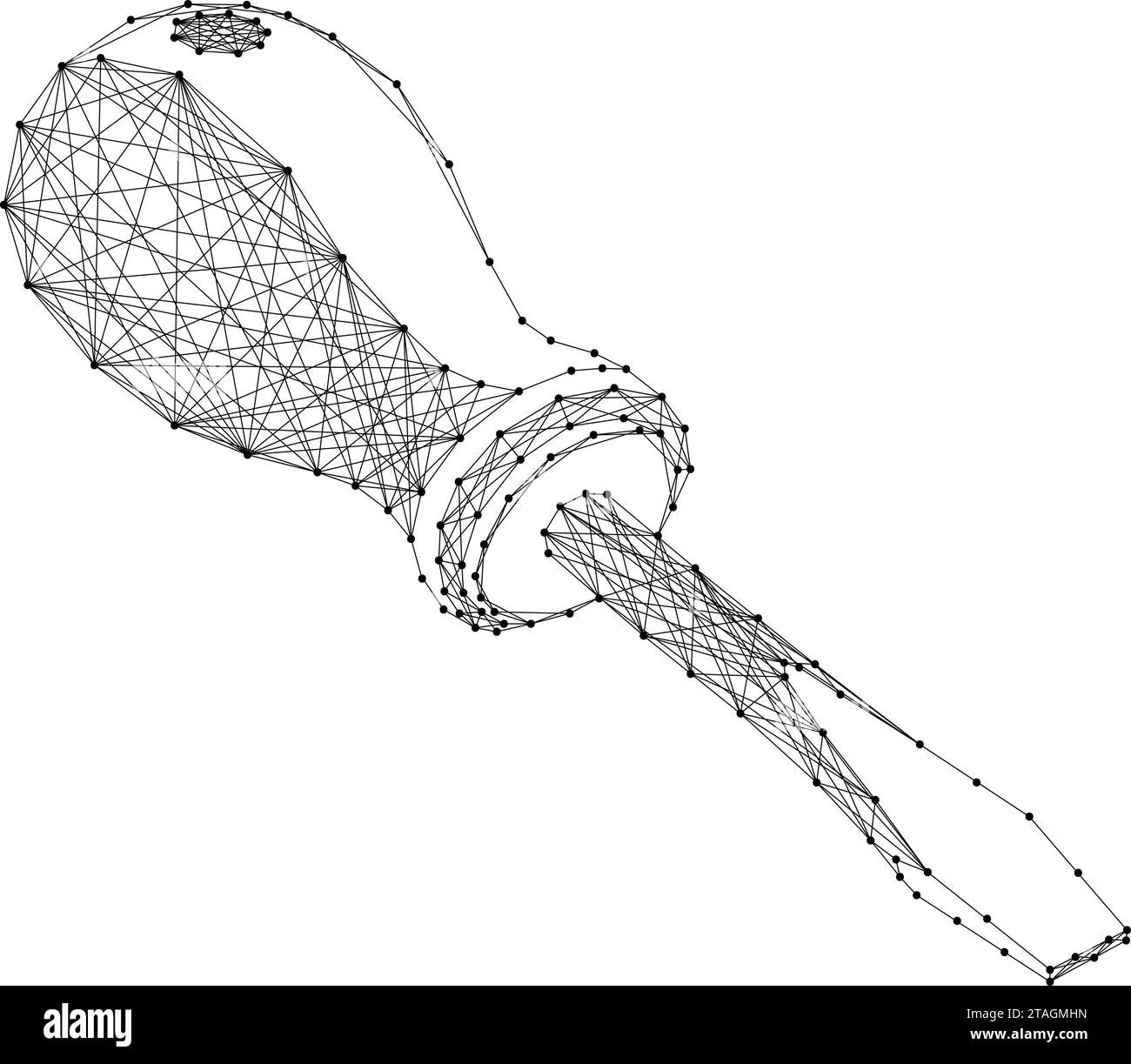 Cacciavite a faccia diritta, utensile di montaggio manuale, da linee nere poligonali astratte e futuristiche. Concetto di poly basso. Illustrazione vettoriale. Illustrazione Vettoriale