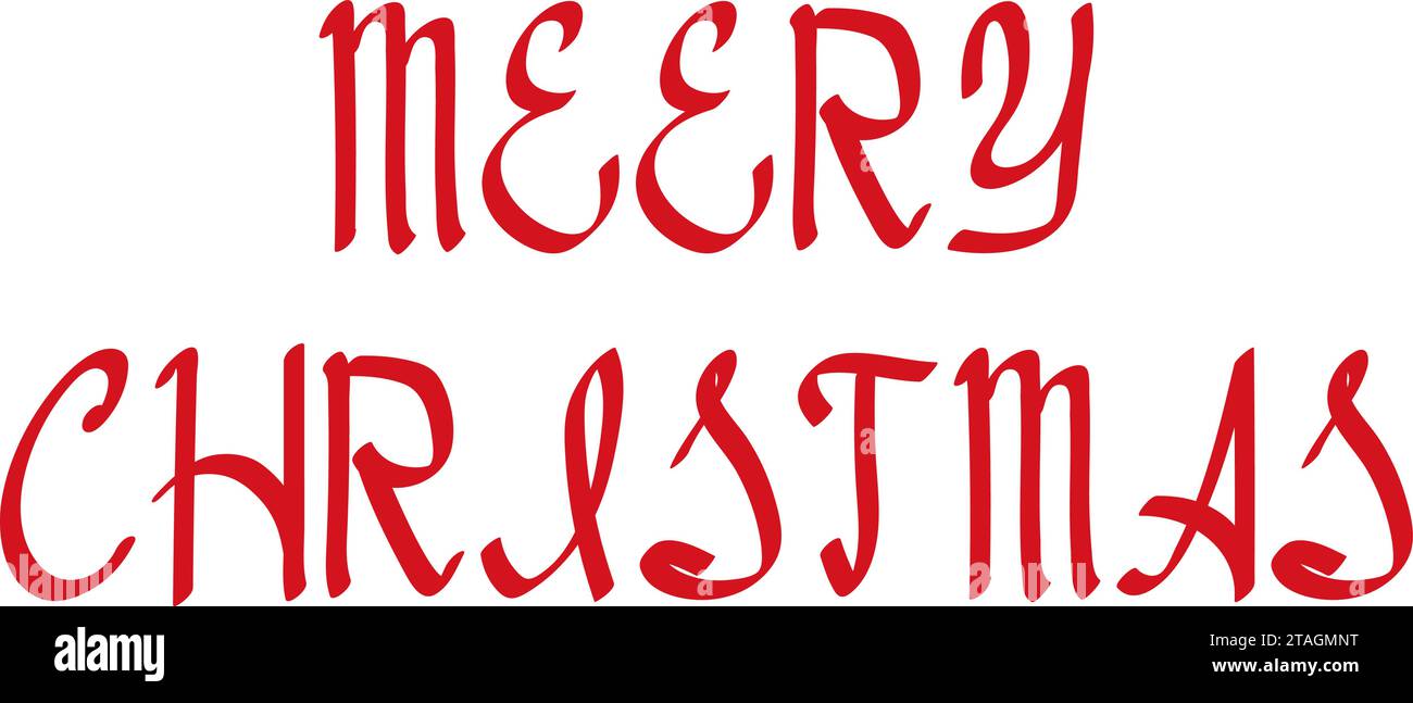 Banner di testo iscrizioni buon Natale, rosso su bianco. Illustrazione vettoriale. Illustrazione Vettoriale