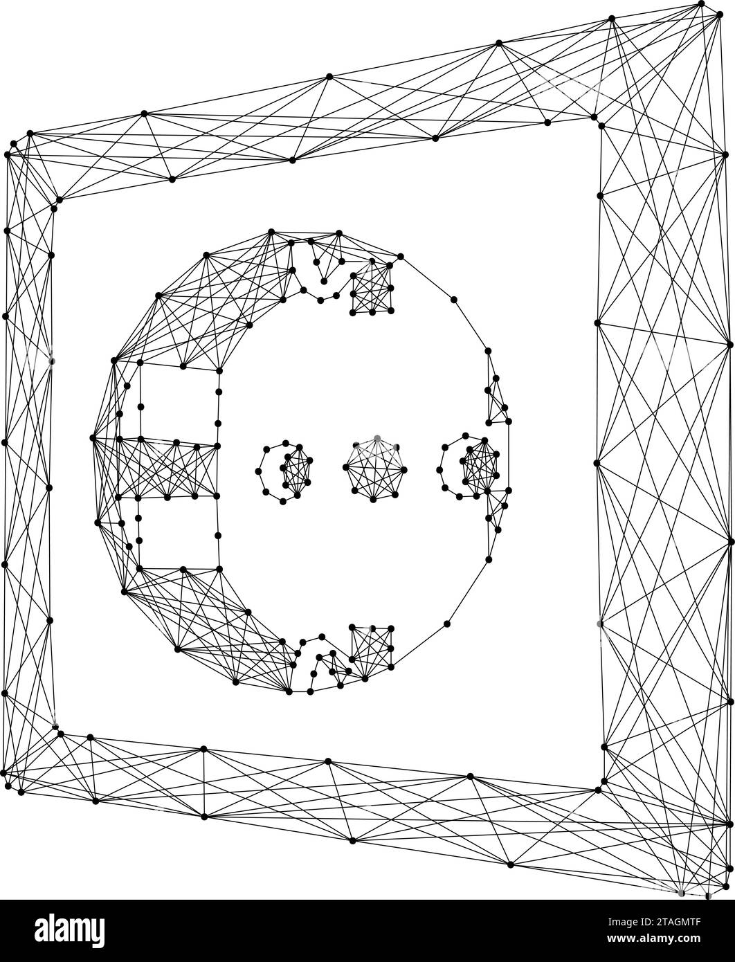 Presa elettrica, presa a spina, da linee nere poligonali astratte futuristiche e punti. Concetto di poly basso. Illustrazione vettoriale. Illustrazione Vettoriale