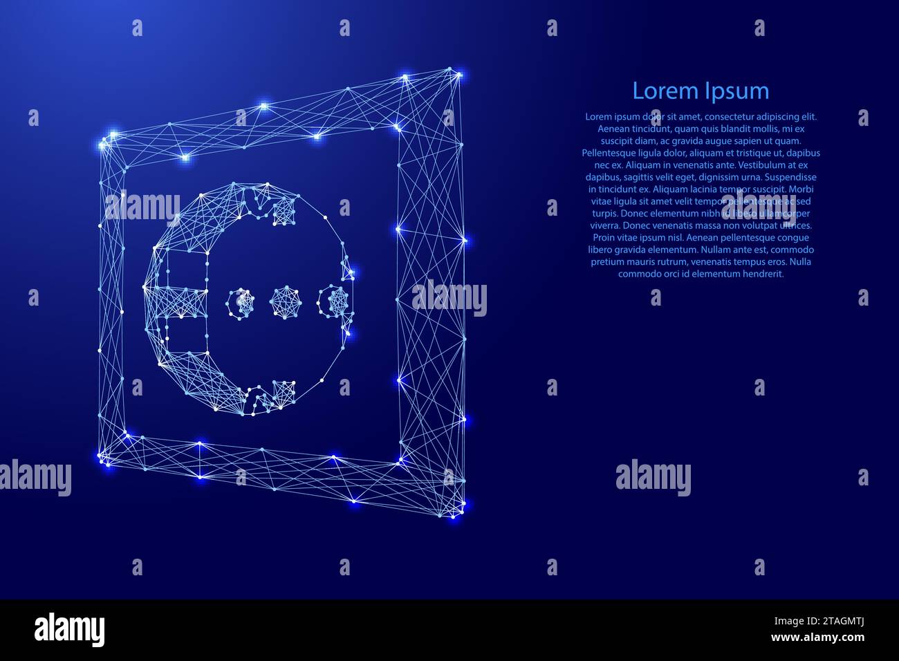 Presa elettrica, presa elettrica, linee poligonali blu futuristiche e stelle luminose per banner, poster e biglietti d'auguri. Concetto di poly basso. Vector Ill. (Guasto vettore Illustrazione Vettoriale