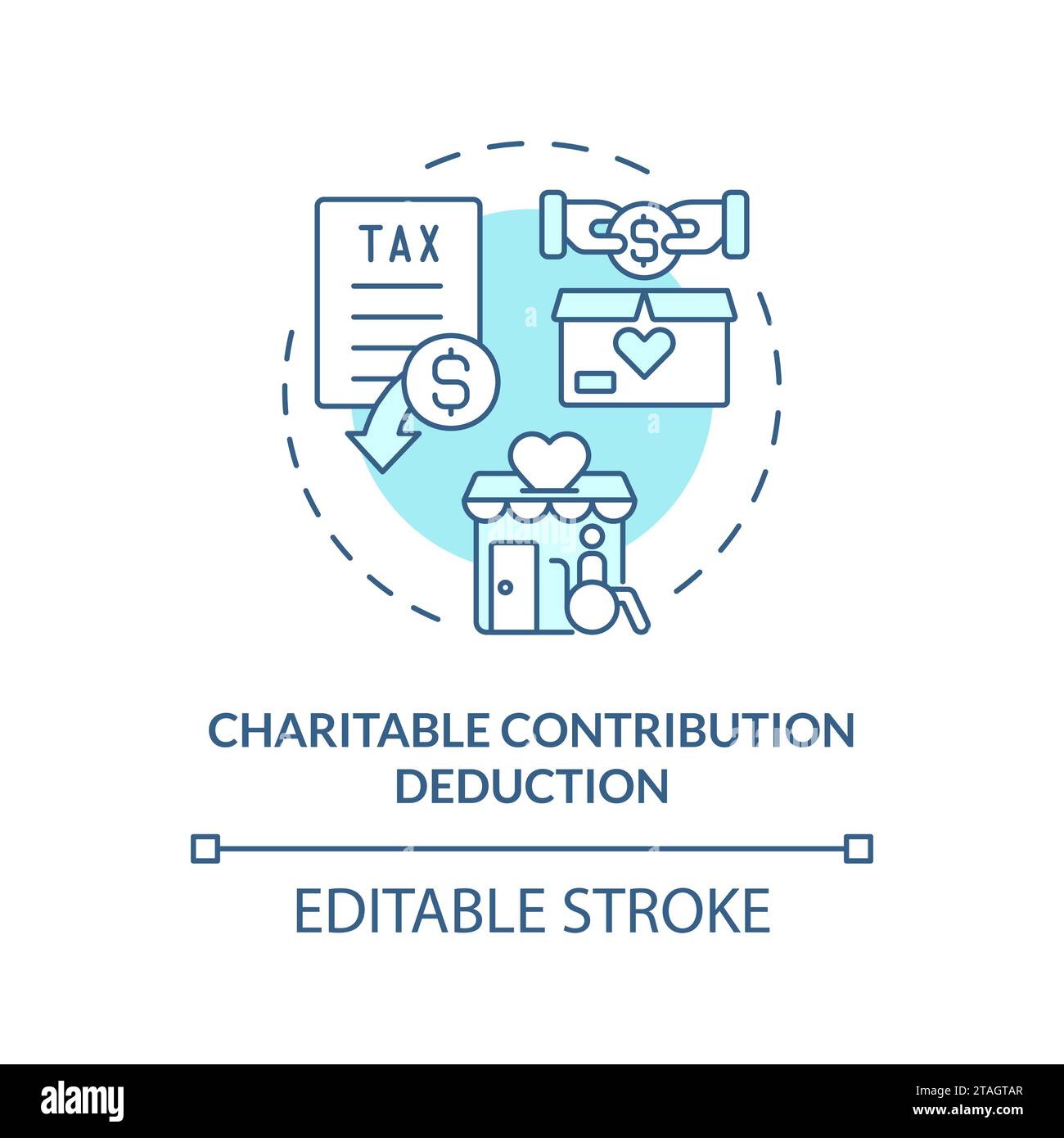 Icona blu del concetto di deduzione dei contributi di beneficenza Illustrazione Vettoriale