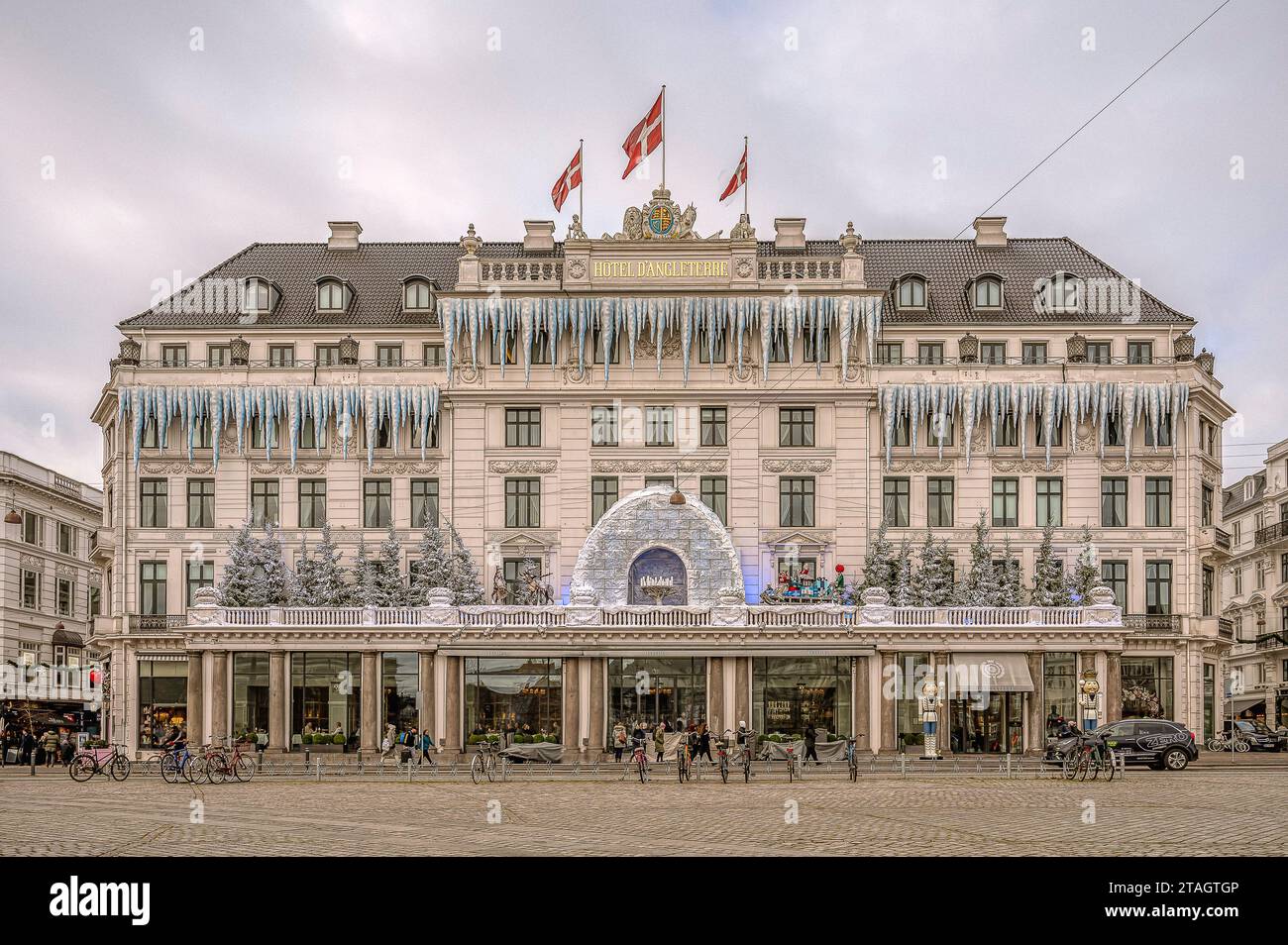 Ghiaccio come decorazione natalizia nel 2023 presso l'hotel d'angleterre di Copenaghen Foto Stock