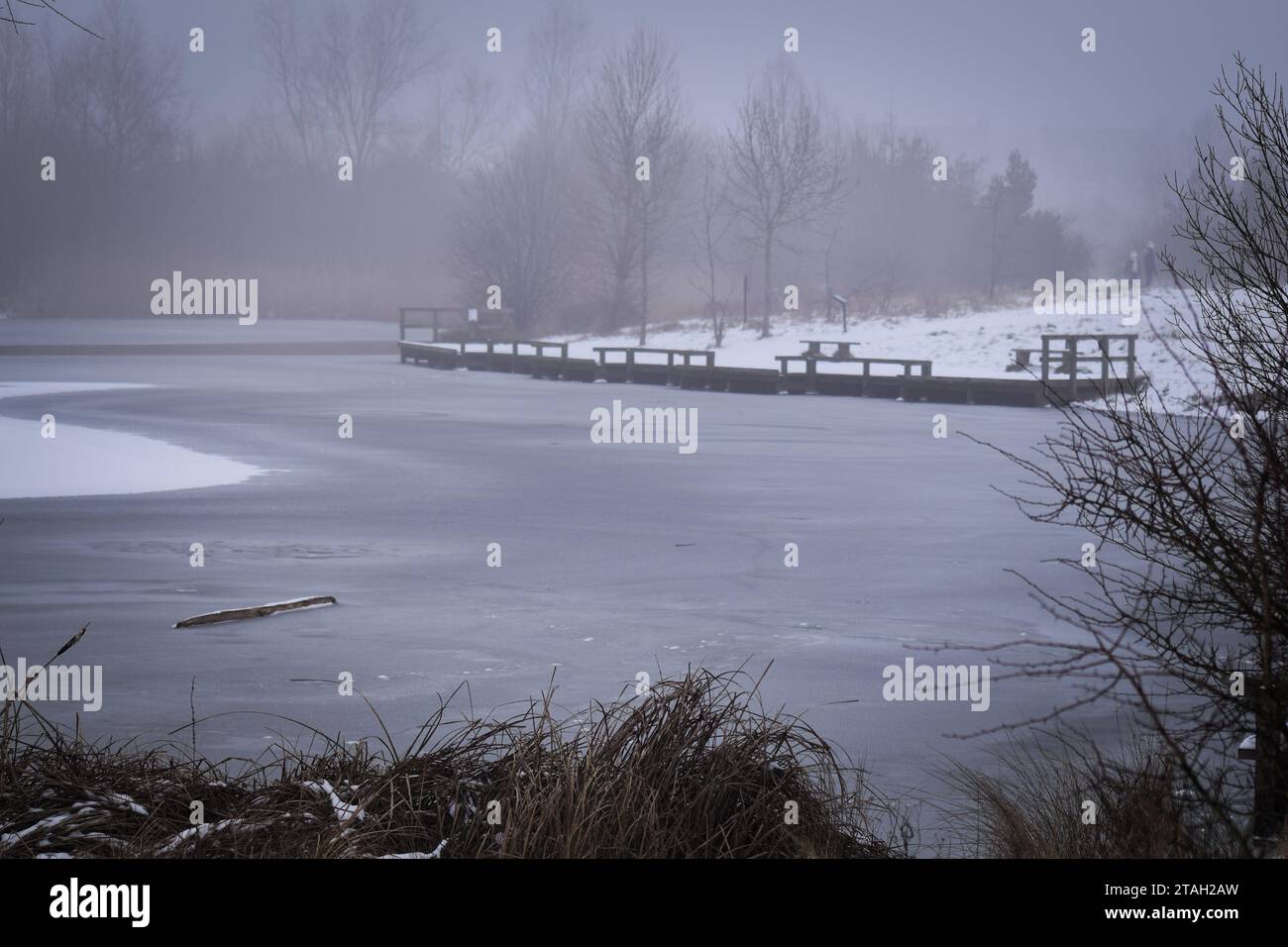 Un lago ghiacciato a Camborne Foto Stock