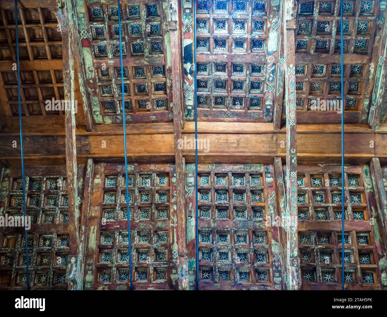 Trecentesco soffitto in legno con capriate dipinte - Chiesa di Santa Maria dei Greci Maria dei Greci) - Agrigento, Sicilia, Italia Foto Stock