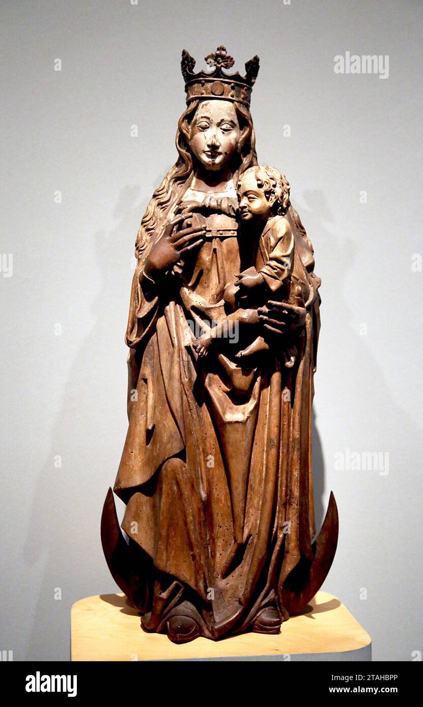 La Vergine del latte. All'inizio del XVI secolo. intaglio in legno, lucido policromo. Alejo de Vahia (XV-XVI secolo). Museu Marés. Spagna Foto Stock