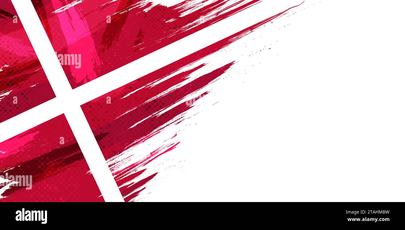 Bandiera danese con stile pennello ed effetto mezzitoni. Sfondo bandiera danese con concetto Grunge Illustrazione Vettoriale