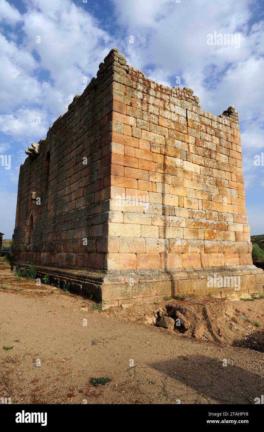 Idanha-a-Velha, Templari Torre (13th ° secolo). Comune di Monsanto e Idanha-a-Velha, Castelo Branco, Portogallo. Foto Stock