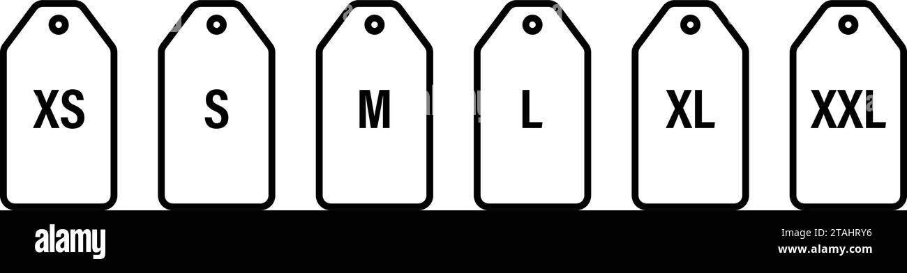 Icona etichetta dimensione Imposta design semplice Illustrazione Vettoriale