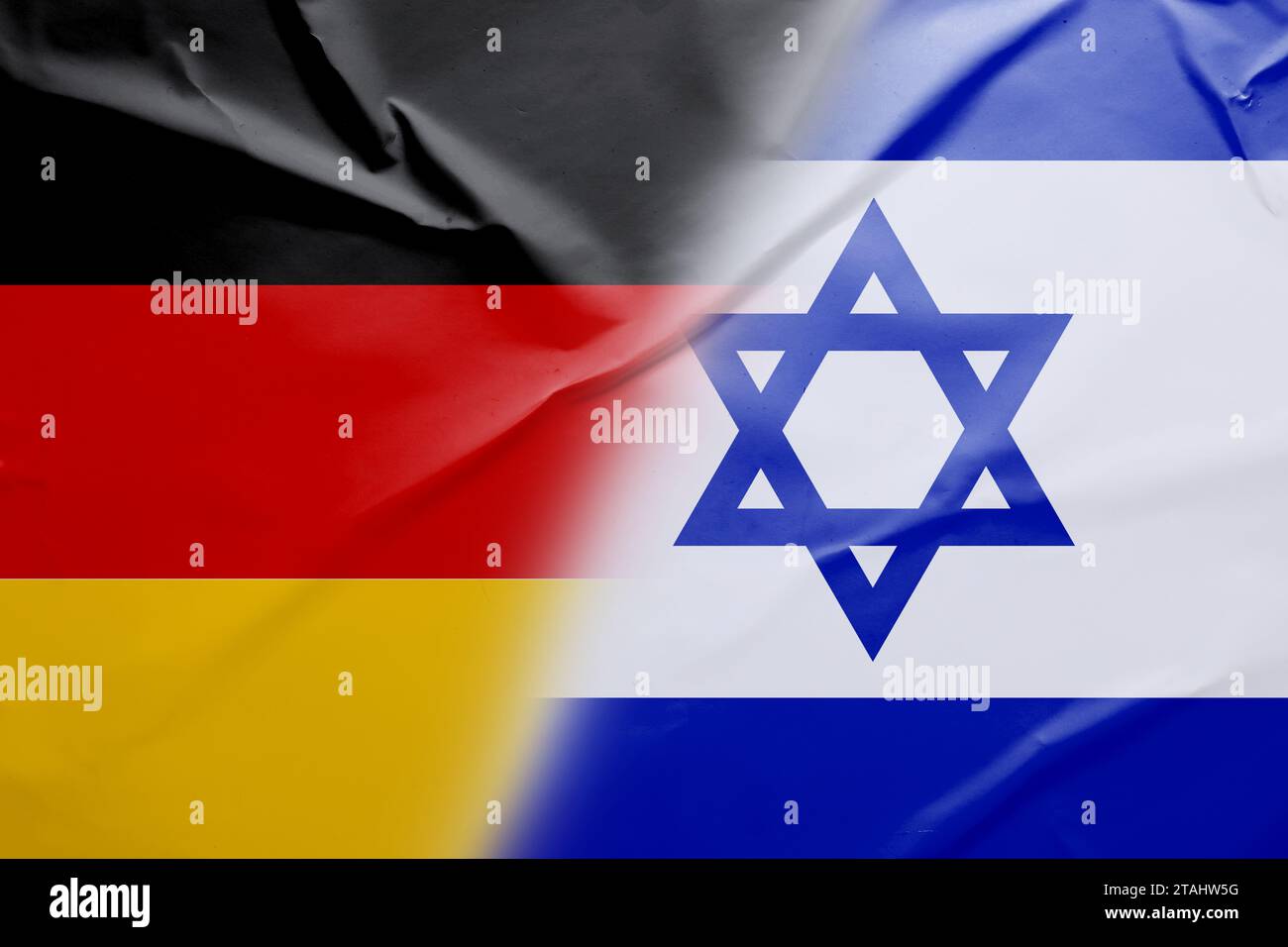 Relazioni internazionali. Bandiere nazionali di Germania e Israele Foto Stock