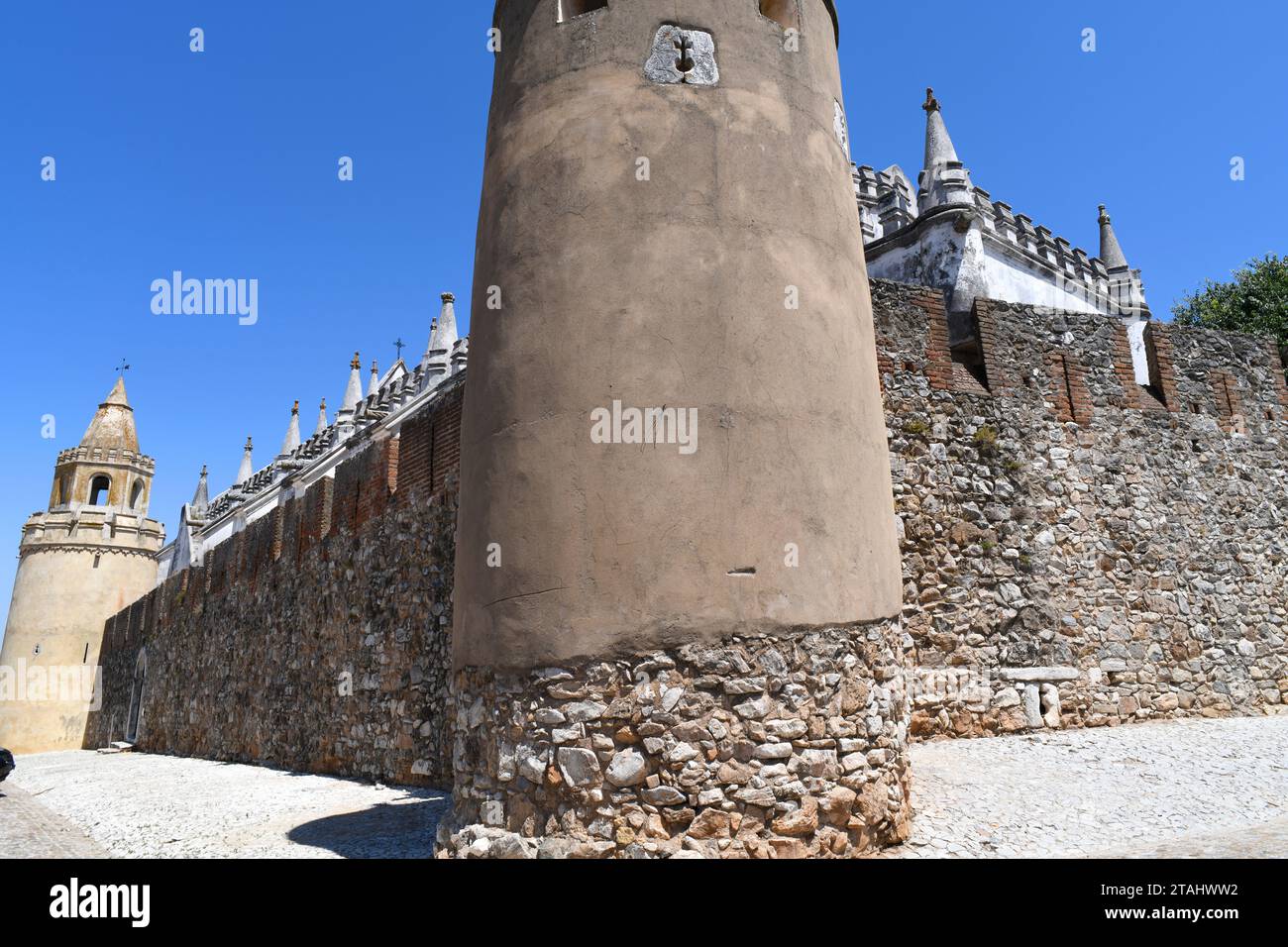 Viana do Alentejo, castello gotico. Evora, Alentejo, Portogallo. Foto Stock